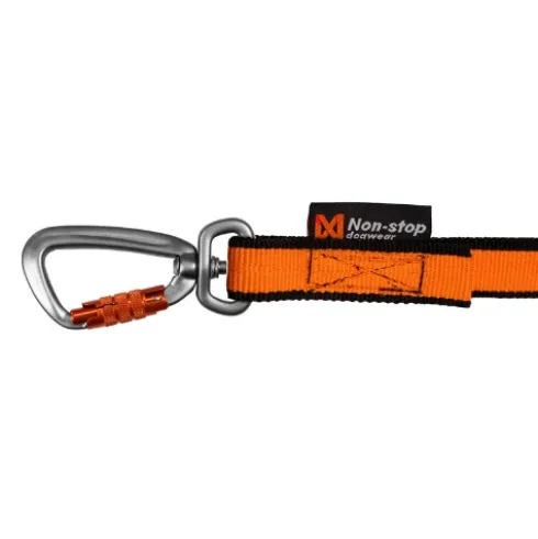 Non-stop Dogwear Bungee Leash, Black/orange